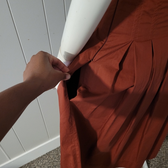 Zara SZ XS Long Pleated Skirt- Rust - Side zip - Picture 5 of 7